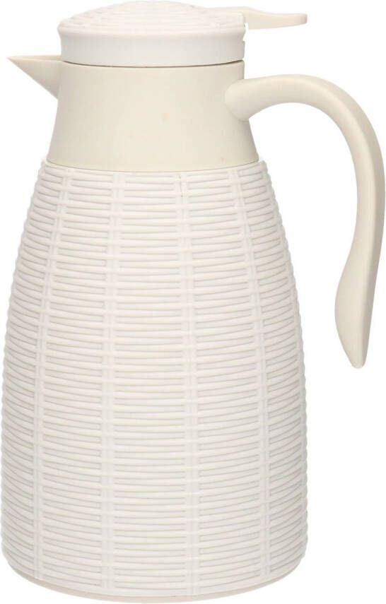 Merkloos 1x Creme Rotan Thermoskannen/isoleerkannen 1 Liter Thermoskannen