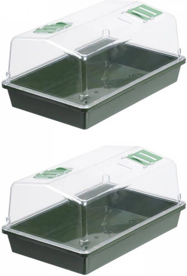 Merkloos 2x Stuks Grote Kweekbakken/kweekkasten Met Deksel 21 X 55 X 31 Cm Kweekkassen
