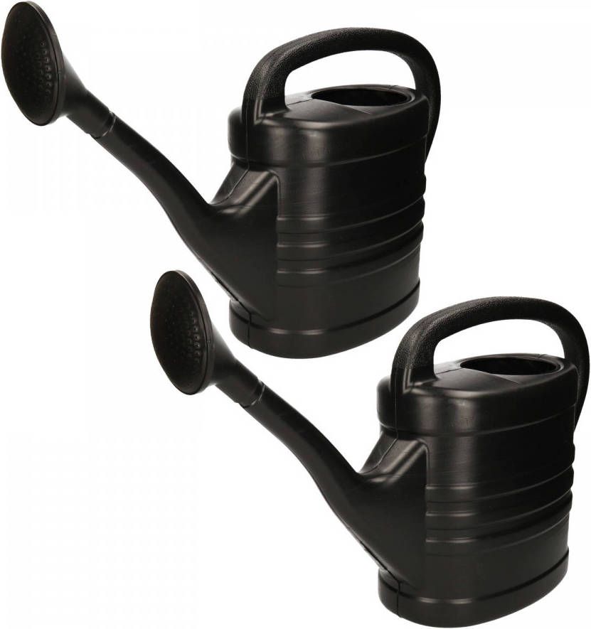 Merkloos 2x Stuks Kunststof Tuin Gieters 5 En 10 Liter Zwart Gieters