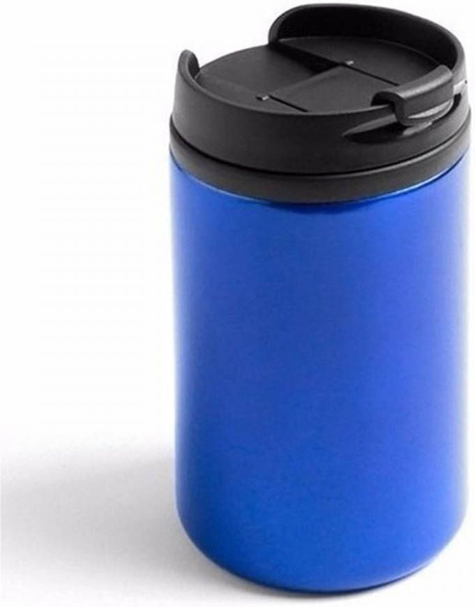 Merkloos 5x Warmhoudbekers/warm Houd Bekers Metallic Blauw 320 Ml Thermosbeker