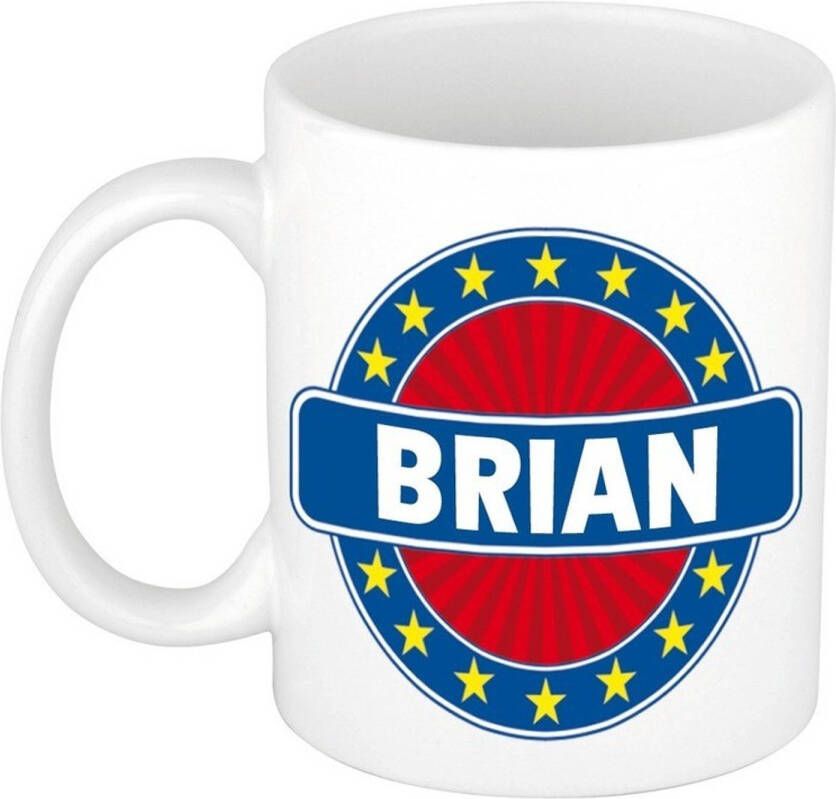 Merkloos Brian Naam Koffie Mok/Beker 300 Ml Namen Mokken