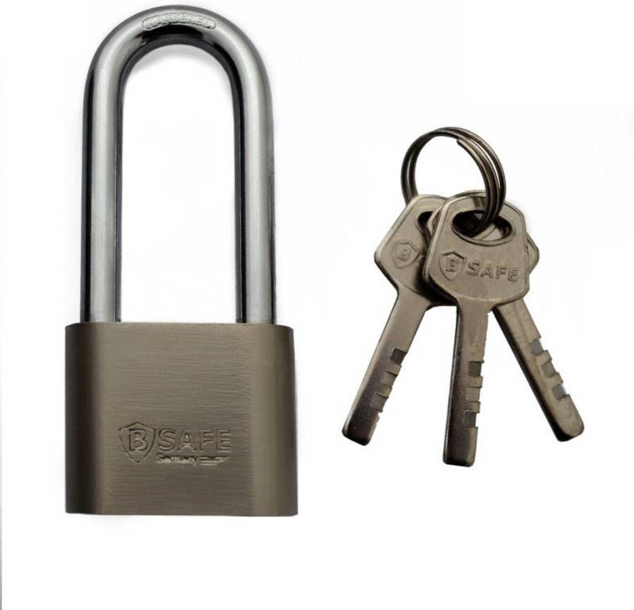 Merkloos Hangslot Van Edelstaal 40 Mm Met Hoge Beugel Hangsloten