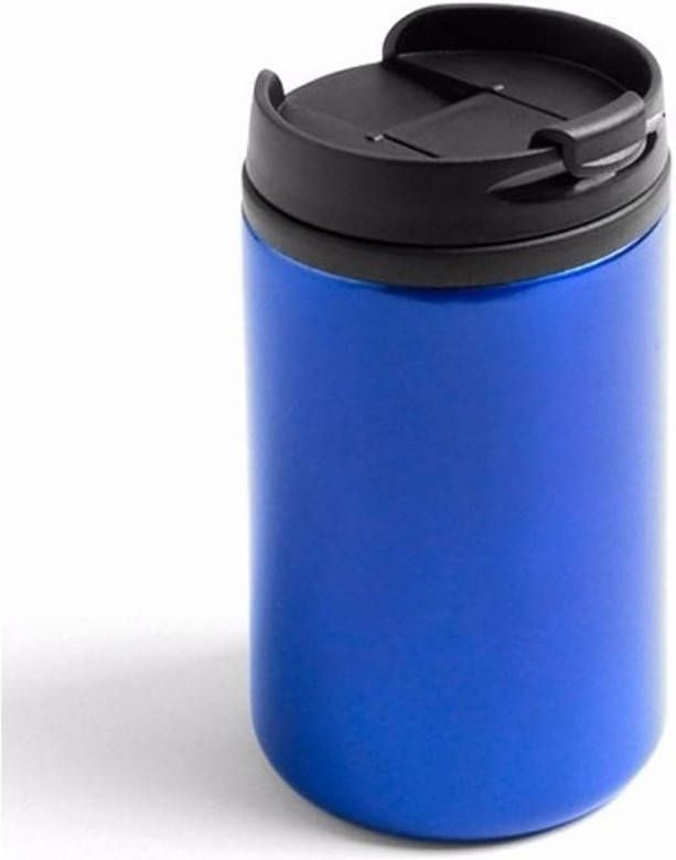 Merkloos Warmhoudbeker/warm Houd Beker Metallic Blauw 320 Ml Thermosbeker