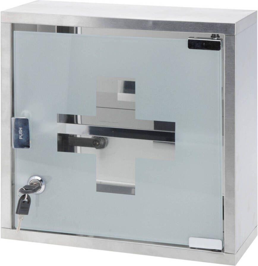 Merkloos Medicijnkastje Met Glazen Deur Met Slotje 30 X 12 Cm Medicijnkastjes