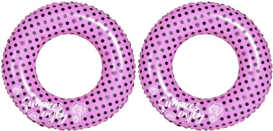 Shoppartners 2x Stuks Opblaasbare Zwembad Banden/ringen Roze 90 Cm Zwembanden