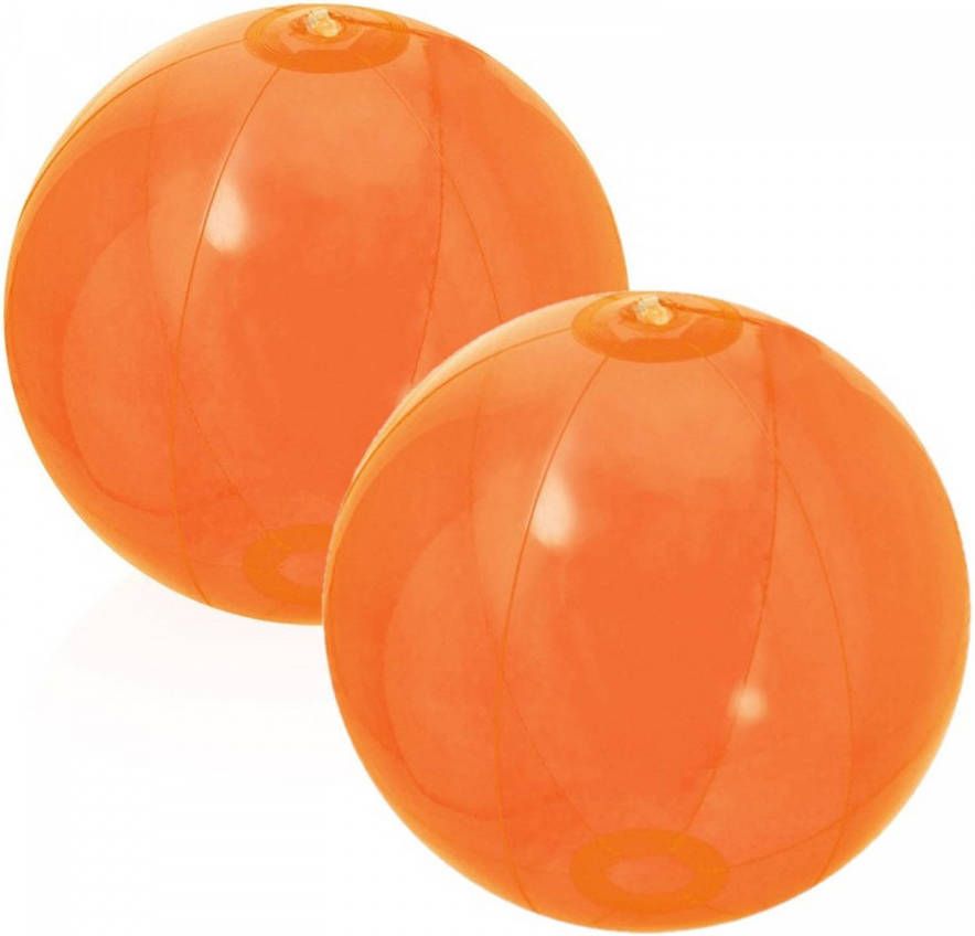 Trendoz 2x Stuks Opblaasbare Strandballen Beach Fun Plastic Oranje 28 Cm Strandballen