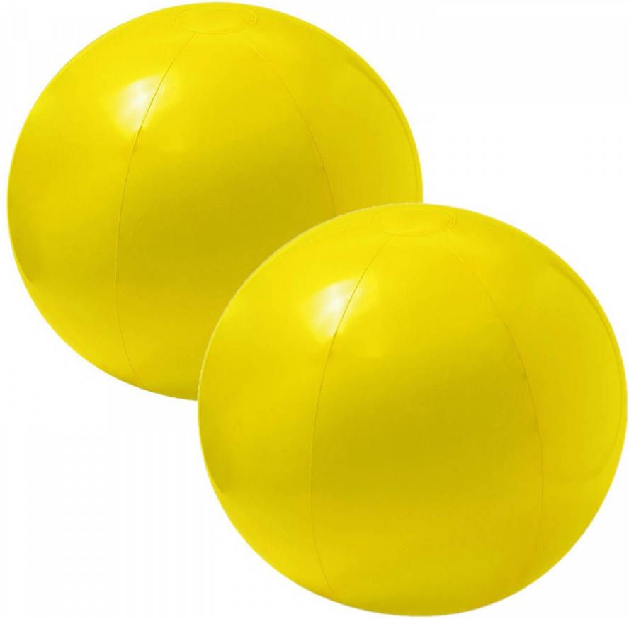 Trendoz 2x Stuks Opblaasbare Strandballen Extra Groot Plastic Geel 40 Cm Strandballen