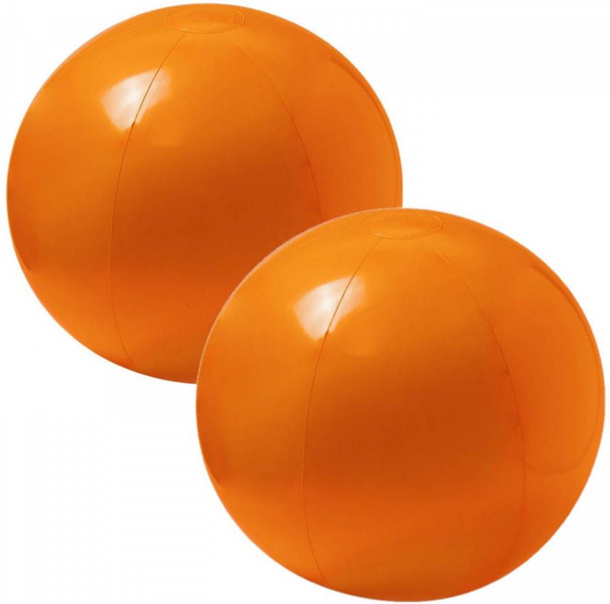 Trendoz 2x Stuks Opblaasbare Strandballen Extra Groot Plastic Oranje 40 Cm Strandballen