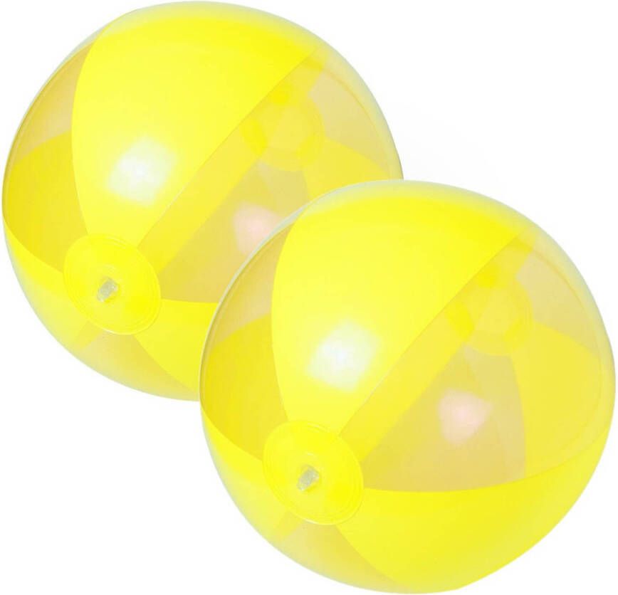 Trendoz 2x Stuks Opblaasbare Strandballen Plastic Geel 28 Cm Strandballen