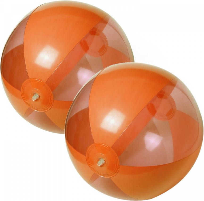 Trendoz 2x Stuks Opblaasbare Strandballen Plastic Oranje 28 Cm Strandballen