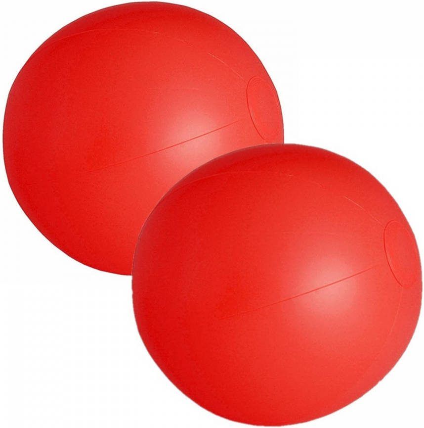 Trendoz 2x Stuks Opblaasbare Zwembad Strandballen Plastic Rood 28 Cm Strandballen