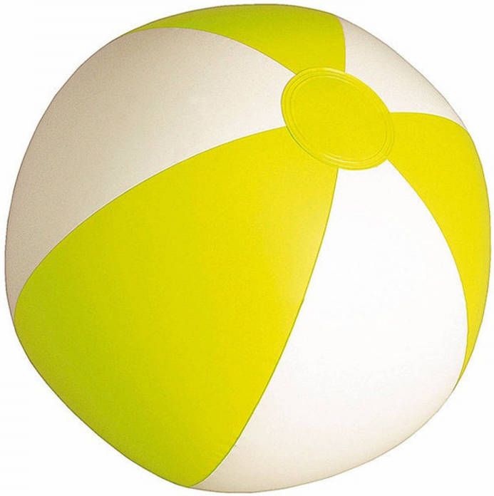 Trendoz Opblaasbare Zwembad Strandbal Plastic Geel/wit 28 Cm Strandballen