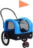 VidaXL Huisdierenfietskar 2 in 1 Aanhanger Loopwagen Blauw En Zwart online kopen