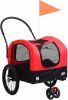 VidaXL Huisdierenfietskar 2 in 1 Aanhanger Loopwagen Rood En Zwart online kopen