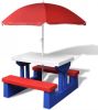 VIDAXL Kinderpicknicktafel met banken en parasol meerkleurig online kopen