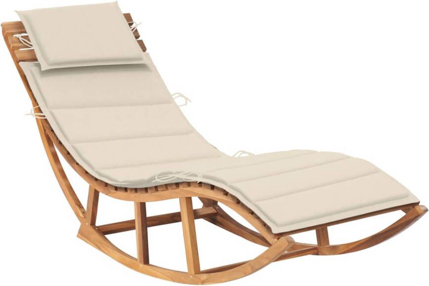 vidaXL Ligbed schommelend met kussen massief teakhout