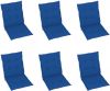 VidaXL Tuinstoelkussens 6 St 100x50x3 Cm Koningsblauw online kopen