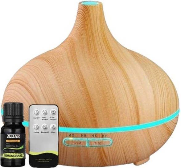 Zedar Aroma Diffuser 550ml Met Lemongrass Olie Afstandsbediening Luchtbevochtiger Geurverspreider