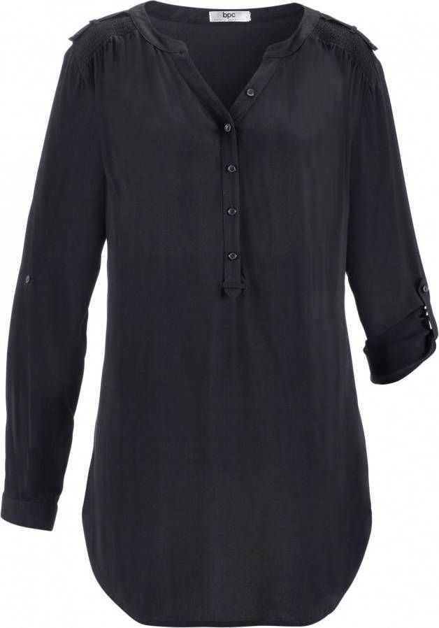 bpc bonprix collection Viscose blouse met V-hals, lange mouw, zwart, 100% viscose