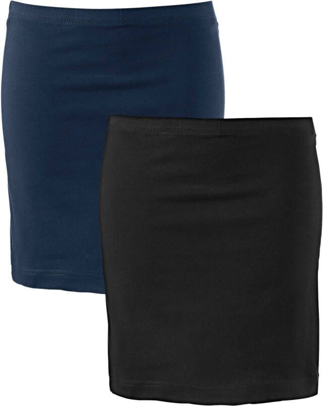 bpc bonprix collection Stretch jersey rok (set van 2), donkerblauw+zwart
