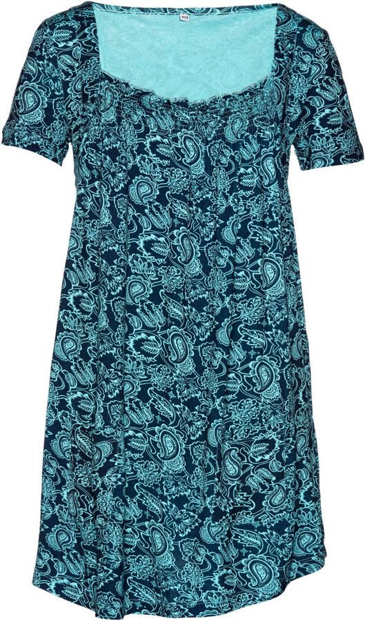 bpc bonprix collection Tuniek, korte mouw, aqua/donkerblauw paisleyprint