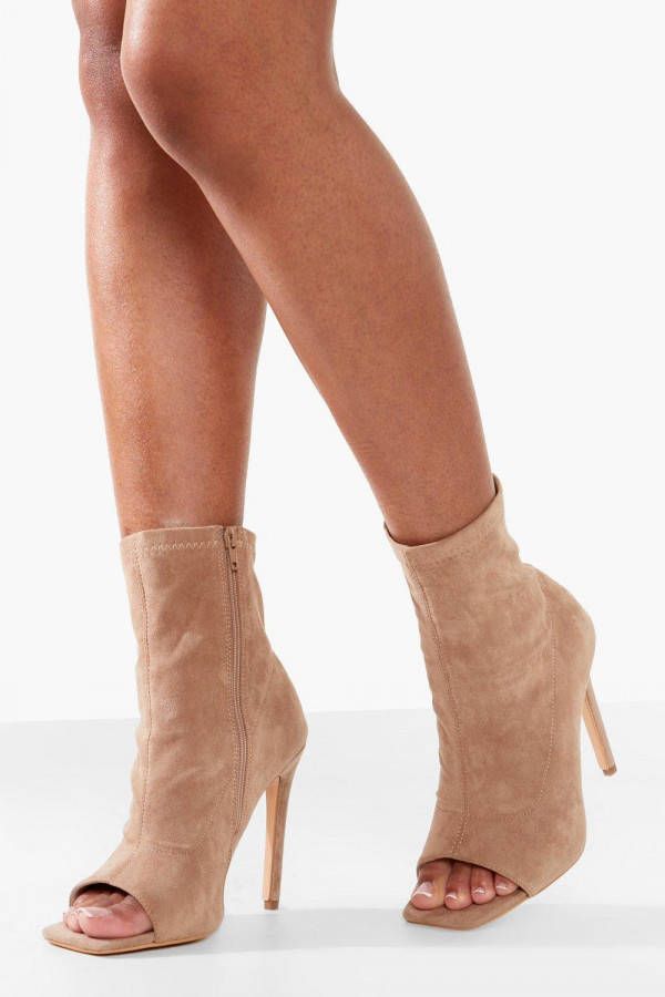 boohoo Brede Soklaarzen Met Open Tenen, Stone