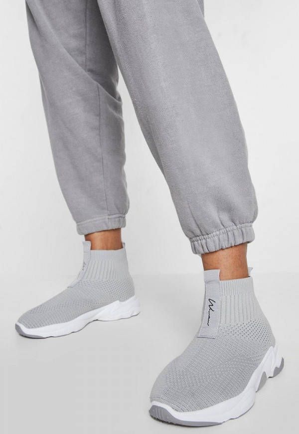 boohoo Brede Sokschoenen Met Dikke Zool, Grey
