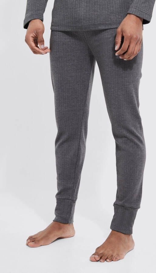 boohoo Geborstelde Geribbelde Thermo Onderbroek, Charcoal