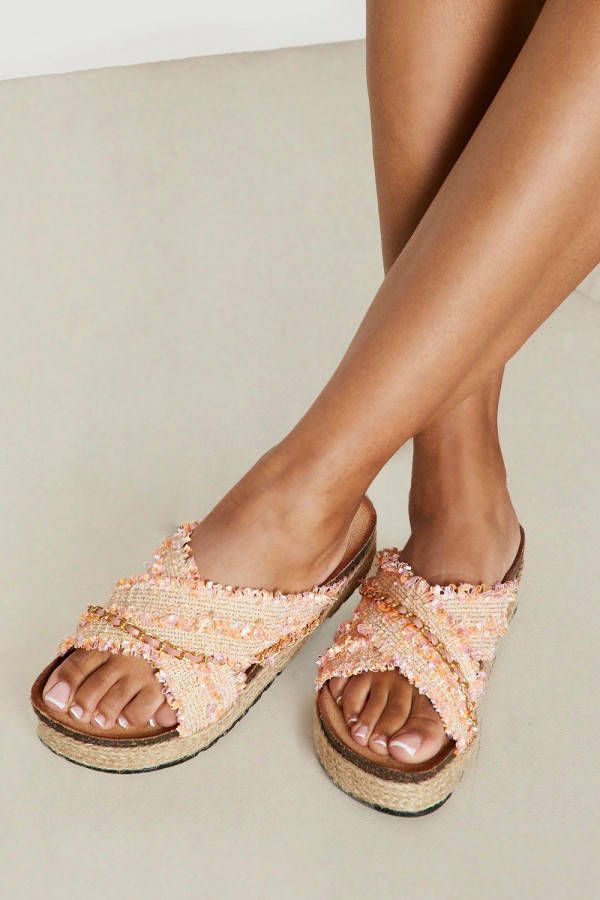 boohoo Gekruiste Plateauzolen, Pink