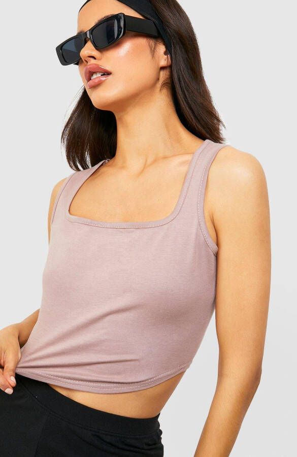 boohoo Getailleerde Katoenen Top Met Korset Detail, Mocha