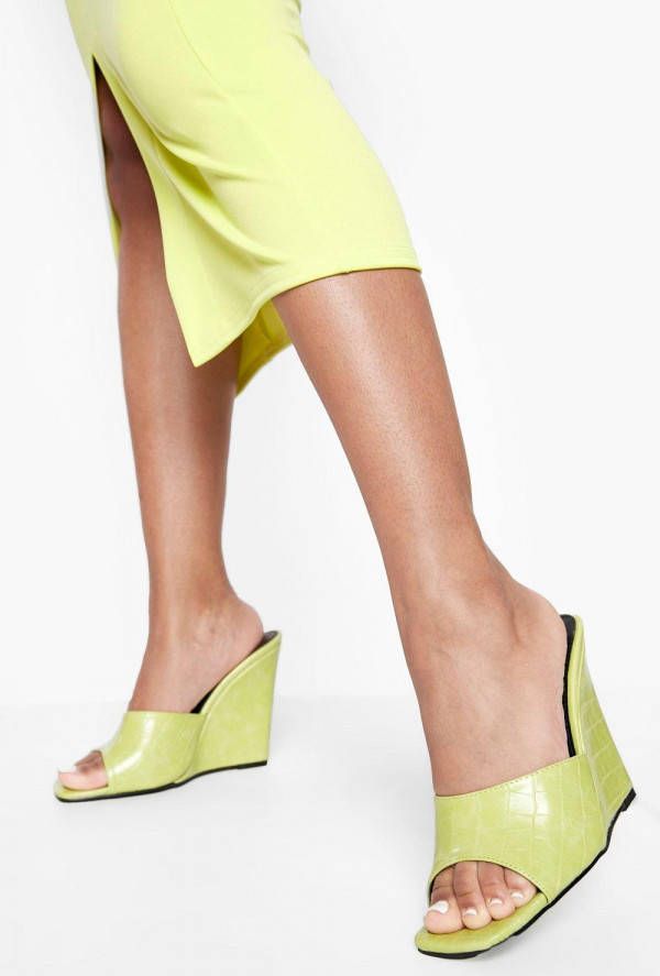 boohoo Hoge Krokodillen Sleehakken, Lime