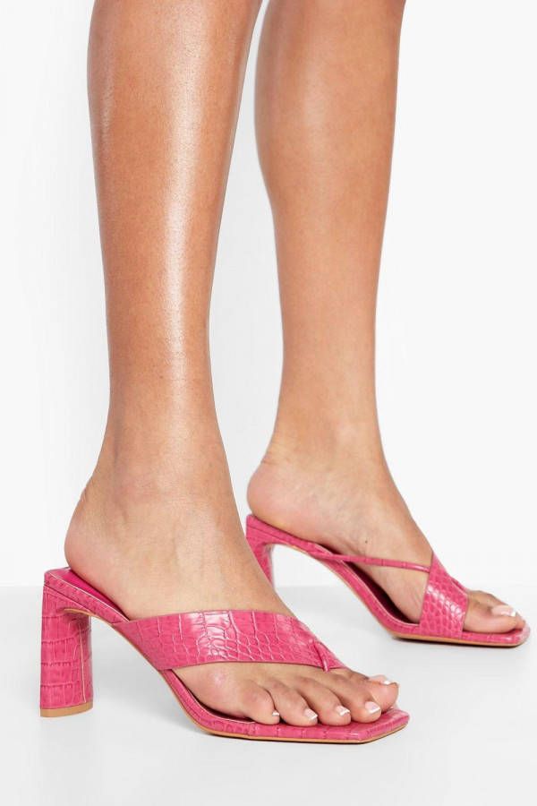 boohoo Krokodillen Hakken Met Gekruiste Bandjes, Hot Pink