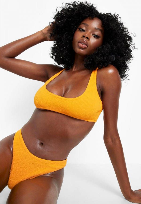 boohoo Mix & Match Gekreukeld Hoog Uitgesneden Bikini Broekje, Mango