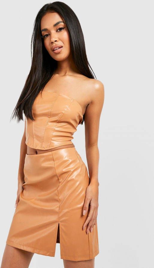 boohoo Nepleren Bandeau Korset, Camel