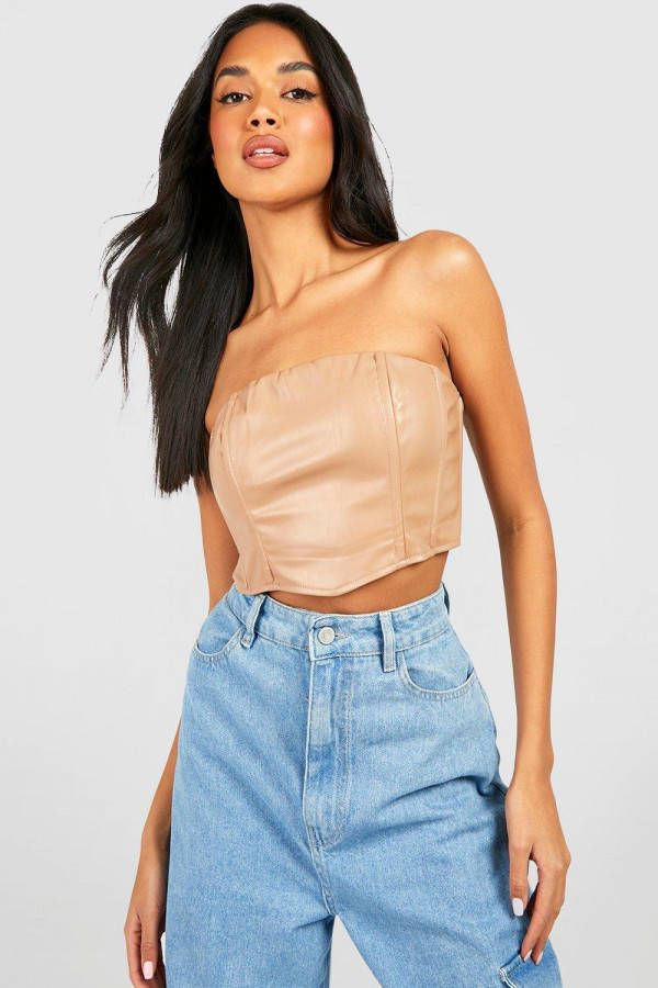 boohoo Nepleren Bandeau Korset, Camel