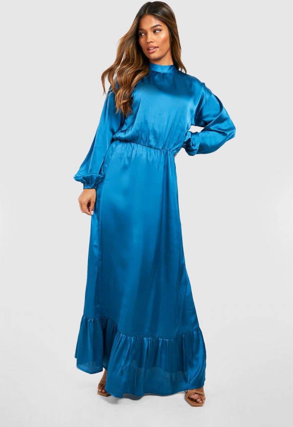 boohoo Satijnen Maxi Jurk, Teal
