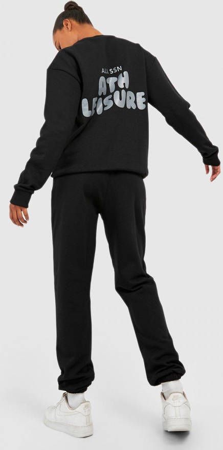 boohoo Tall Ath Leisure Trainingspak Met Trui Met Relië, f, Black