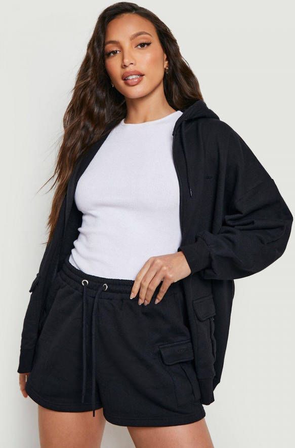 boohoo Tall Cargo Tank Met Capuchon En Shorts Set, Black
