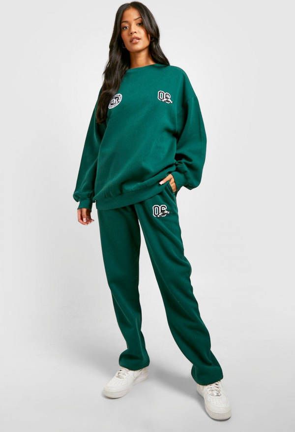 boohoo Tall Varsity Trainingspak Met Trui En Joggingbroek, Forest