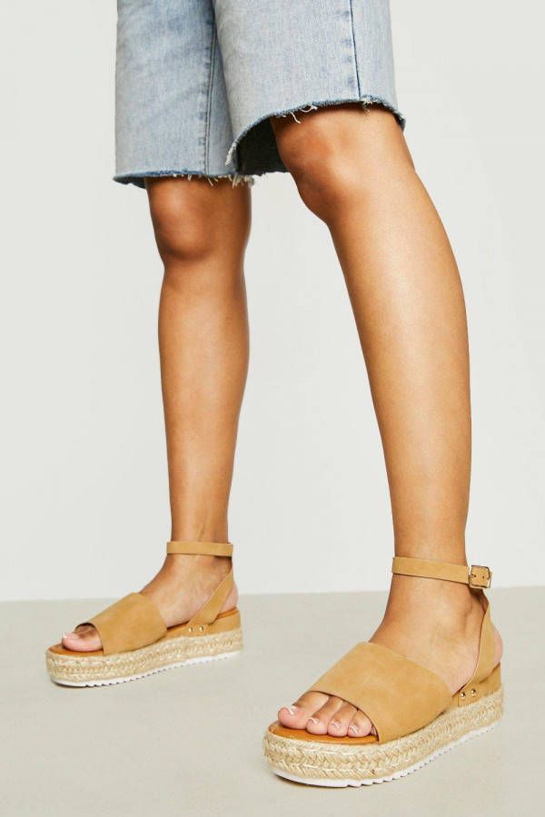 boohoo Tweedelige Espadrilles Met Plateauzolen, Khaki