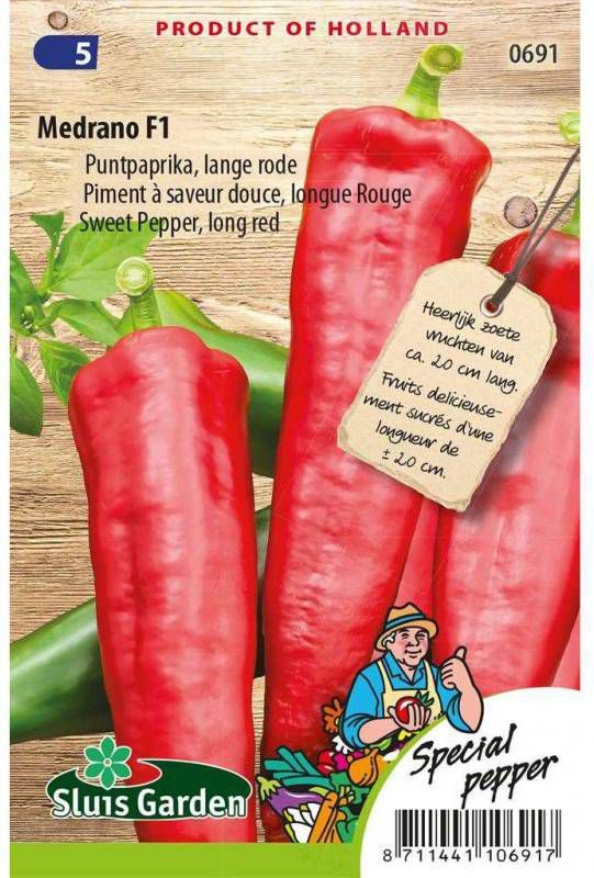 Paprika zaden lange rode Medrano F1