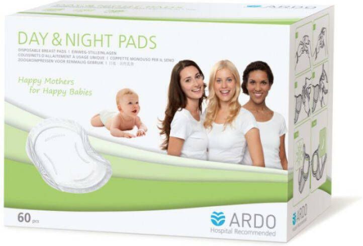 Ardo  Day & Night Pads zoogcompressen 60 Stuk Wit