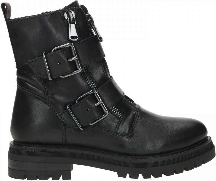 PS Poelman Mink leren bikerboots zwart