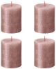 Bolsius Stompkaarsen Shimmer 4 st rustiek 80x68 mm roze online kopen