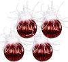 Clayre & Eef Kerstballen Set Van 4 Ø 10 Cm Rood Wit Glas Kerstdecoratie Kerstversiering Kerstboomversiering Rood online kopen