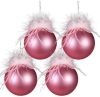 Clayre & Eef Kerstballen Set Van 4 Ø 10 Cm Roze Glas Kerstboomversiering Kerstversiering Kerstdecoratie Roze online kopen