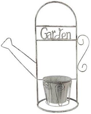 Clayre & Eef Planthouder Gieter 47x23x56 Cm Grijs Ijzer Garden Decoratie Plantenhouder Grijs Decoratie Plantenhouder