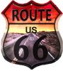 Clayre & Eef Tekstbord 45x50 Cm Grijs Rood Ijzer Route 66 Wandbord Spreuk Wandplaat Grijs Wandbord Spreuk online kopen