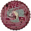 Clayre & Eef Tekstbord Ø 50 Cm Roze Ijzer Free Cupcakes Wandbord Spreuk Wandplaat Roze Wandbord Spreuk online kopen