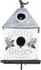 Clayre & Eef Tuinsteker 18x13x109 Cm Grijs Wit Metaal Bloemen Country Garden Tuinprikker Gazonsteker Tuin Decoratie online kopen